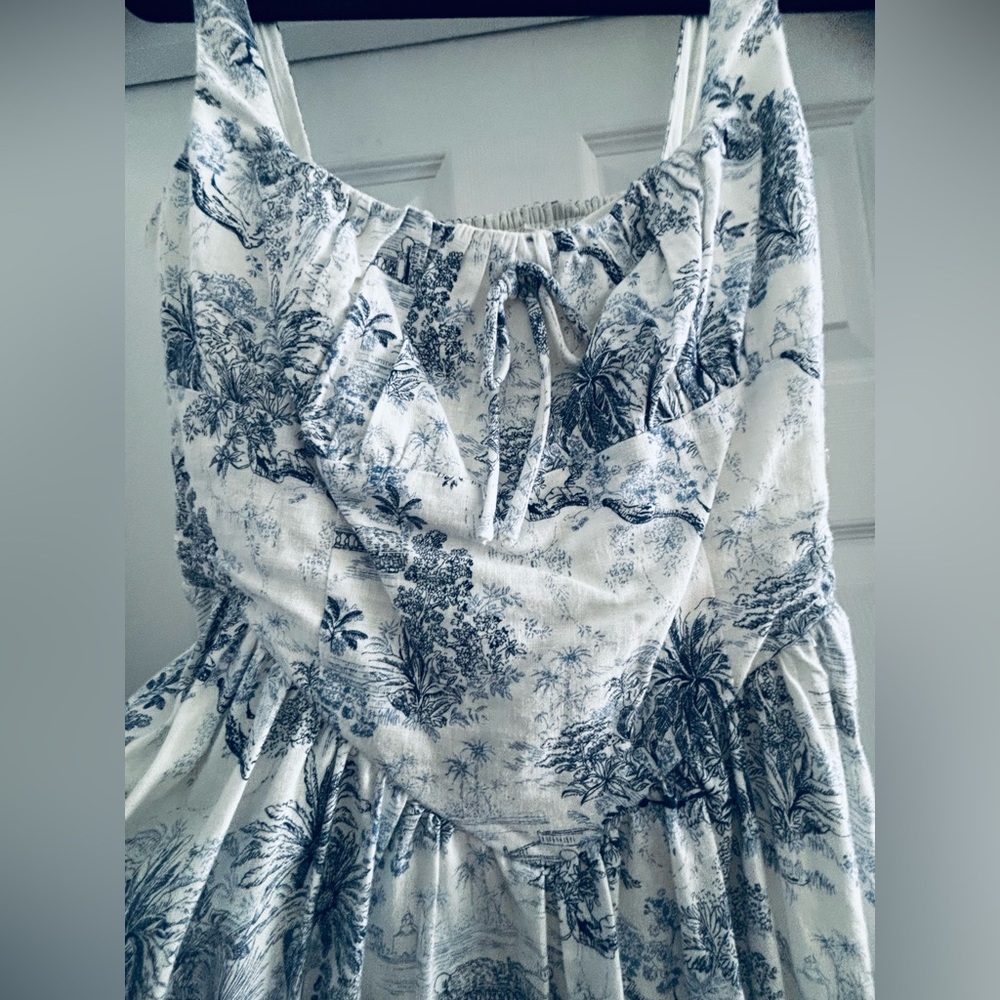 NWT Caroline Constas Toile de Jouy Peasant Dress Size Small
